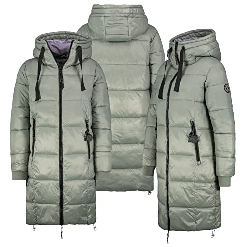 Sublevel Damen Lange Stepp Mantel Kapuze Winter Jacke Warm gesteppt Parka, Farbe:middle green, Größe:S 36 von Sublevel