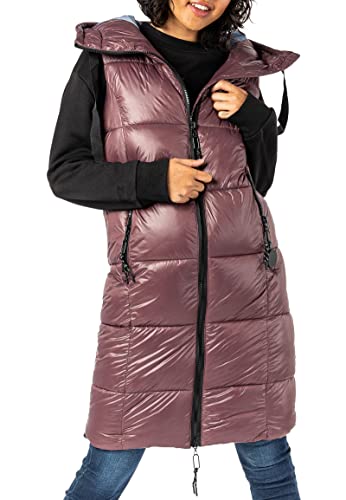 Sublevel Damen Lange Winter Steppweste Oversized ärmellos Purple S von Sublevel
