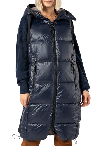 Sublevel Damen Lange Winter Steppweste Oversized ärmellos dark-blue S von Sublevel