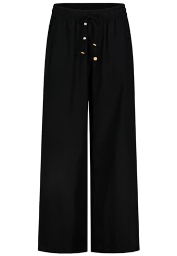 Sublevel Damen Leinenhose mit Weitem Bein für Sommer und Strand Black XXL von Sublevel
