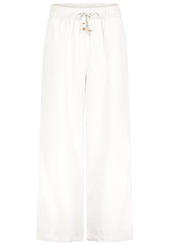 Sublevel Damen Leinenhose mit Weitem Bein für Sommer und Strand White L von Sublevel