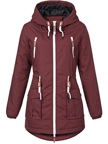 Sublevel Damen Matilda Winter Jacke Parka Mantel Winterjacke gefüttert mit Kapuze 6 Farben XS-XL Earth Red L von Sublevel