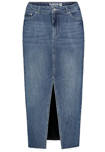 Sublevel Damen Maxi Jeans Rock LSL-483 Langer Damenrock mit Schlitz Middle Blue Denim M286 XS von Sublevel