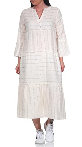 Sublevel Damen Maxi Kleid LSL-449 langes Damenkleid mit Volants Cream White M/L von Sublevel