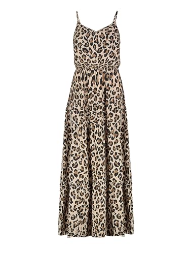 Sublevel Damen Maxikleid mit Leopardenprint und Volants, Farben:Braun, Größe:M von Sublevel