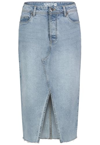 Sublevel Damen Midi Jeans Rock LSL-459 Damenrock mit Schlitz Light Blue Denim L168 L von Sublevel
