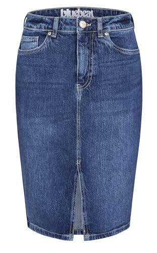 Sublevel Damen Midi Jeans Rock LSL-501 Damenrock Knielang mit Schlitz Dark Blue XS von Sublevel
