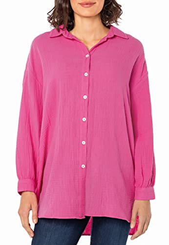 Sublevel Damen Musselin Oversize Bluse aus Baumwolle pink L/XL von Sublevel