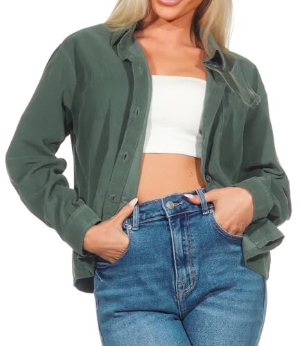 Sublevel Damen Oversize Cord-Hemd Bluse LSL-485 leichtes Langarm Cordhemd Forest Green L Sublevel Damen Oversize Cord-Hemd Bluse LSL-485 leichtes Langarm Cordhemd Forest Green L von Sublevel