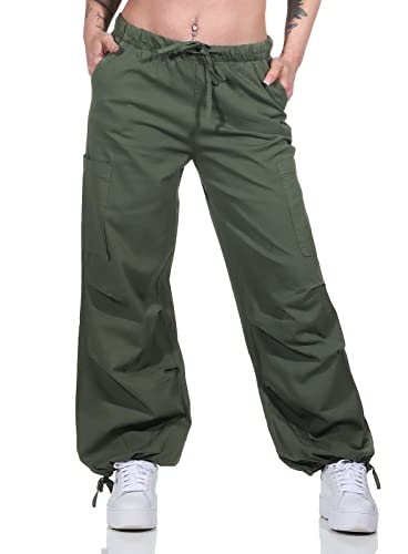 Sublevel Damen Parachute-Cargohose LSL-445 Fallschirmhose Sage Green M von Sublevel