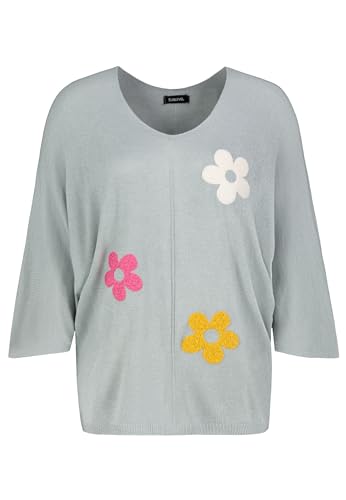 Sublevel Damen Pullover mit Blumenstickerei - Stilvoller femininer Touch Grey M/L von Sublevel