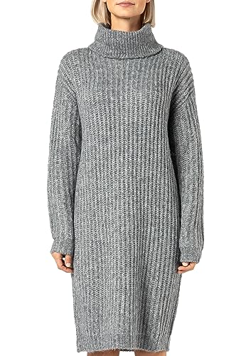 Sublevel Damen Rollkragen Strickkleid Dark-Grey L/XL von Sublevel