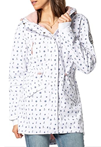 Sublevel Damen Softshell-Jacke Kurzmantel mit Kapuze & Print white M von Sublevel