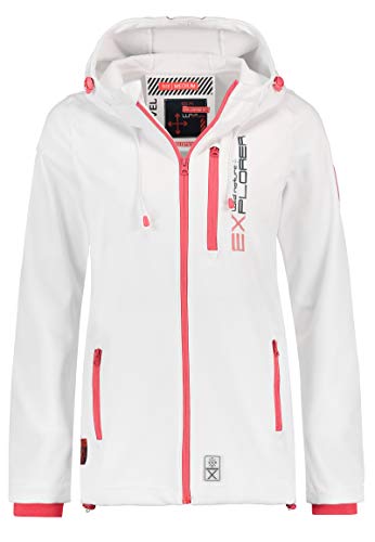 Sublevel Damen Softshell-Jacke Kurzmantel mit Kapuze & Print white-pink S von Sublevel