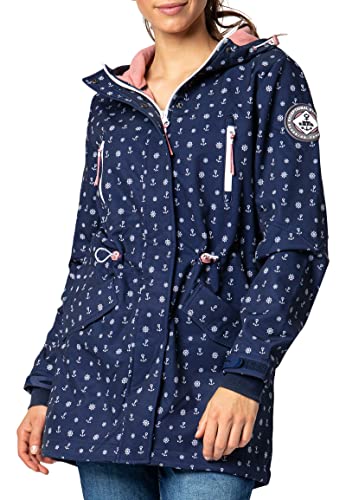 Sublevel Damen Softshell-Jacke Kurzmantel mit Kapuze & Print blue S von Sublevel