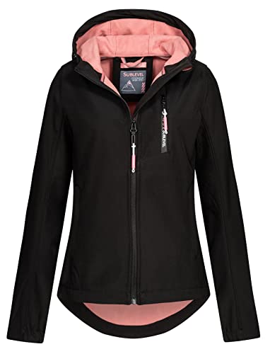 Sublevel Damen Softshelljacke LSL-442 wasserabweisende Jacke mit Kapuze Black M von Sublevel