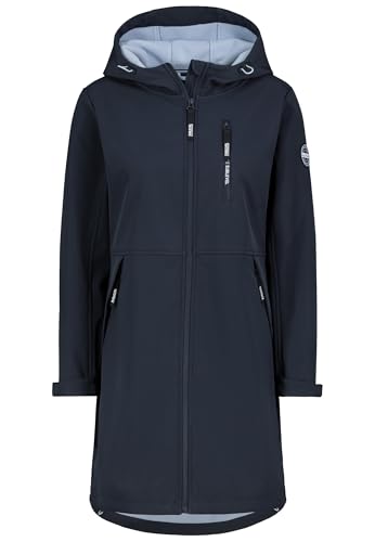 Sublevel Damen Softshellmantel – Übergangsjacke mit Kapuze, Leistentaschen & Brusttaschen, ideal für Outdooraktivität, wasserabweisend Dark-Blue M von Sublevel