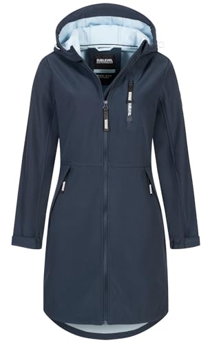Sublevel Damen Softshellmantel lange Jacke LSL-497 Funktionsjacke mit Kapuze Dark Blue M von Sublevel