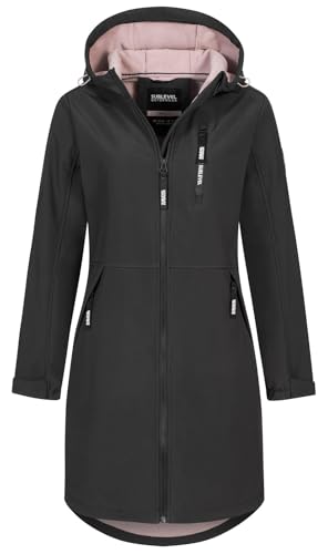 Sublevel Damen Softshellmantel lange Jacke LSL-497 Funktionsjacke mit Kapuze Dark Grey M von Sublevel