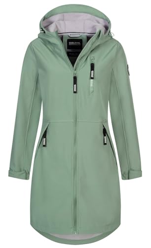 Sublevel Damen Softshellmantel lange Jacke LSL-497 Funktionsjacke mit Kapuze Light Green M von Sublevel