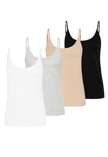 Sublevel Damen Spaghettiträger Top Multipack Basic Camisole Elegantes Unterhemd, Farben:Mehrfarbig, Größe:M von Sublevel
