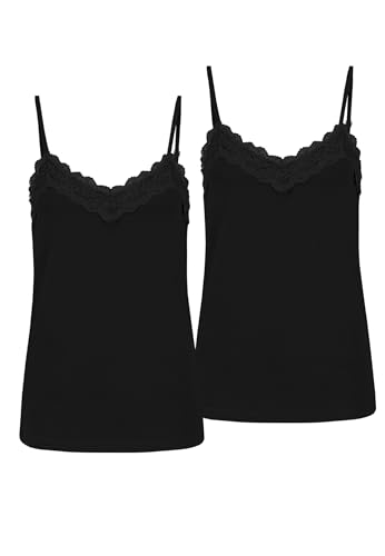 Sublevel Damen Spitzen Top Unterhemd mit erstellbaren Trägern, 2er-Pack, Farben:Schwarz, Größe:XS Sublevel Damen Spitzen Top Unterhemd mit erstellbaren Trägern, 2er-Pack, Farben:Schwarz, Größe:XS von Sublevel