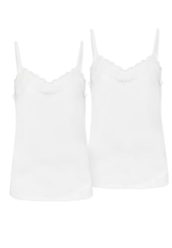 Sublevel Damen Spitzen Top Unterhemd mit erstellbaren Trägern, 2er-Pack, Farben:Weiß-3, Größe:S von Sublevel