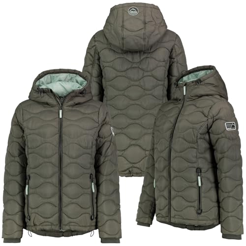 Sublevel Damen Stepp Jacke Parka Winterjacke Warm Gesteppt Outdoor Daumenlöcher, Farbe:Olive, Größe:XL 42 von Sublevel