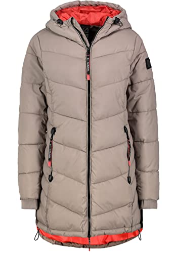 Sublevel Damen Winterjacke Stepp-Mantel mit Kapuze lang & tailliert, Outdoorjacke für Damen Middle-Brown XL von Sublevel