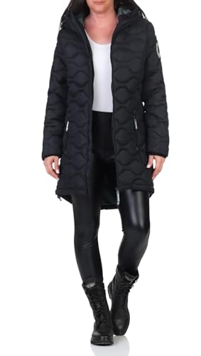 Sublevel Damen Steppjacke LSL-470 Kurzmantel mit Kapuze Black L von Sublevel