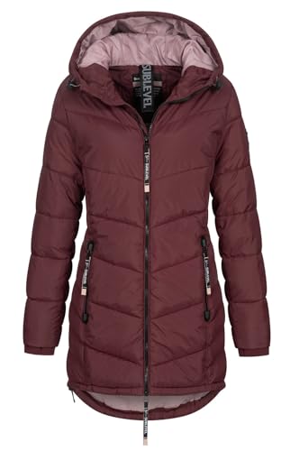 Sublevel Damen Steppmantel LSL-412 Kurzmantel mit gefütterter Kapuze Wine Red M von Sublevel