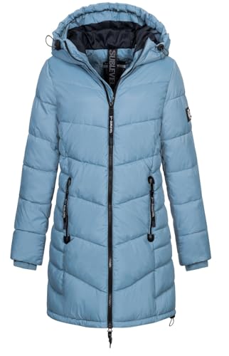 Sublevel Damen Steppmantel LSL-412 gesteppter Kurzmantel mit Kapuze Morning Fog Blue L Sublevel Damen Steppmantel LSL-412 gesteppter Kurzmantel mit Kapuze Morning Fog Blue L von Sublevel