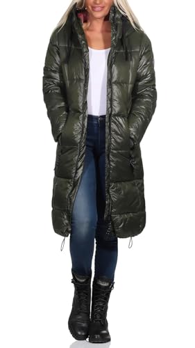 Sublevel Damen Steppmantel LSL-437 gesteppter Parka mit Kapuze Dark Green XXL von Sublevel