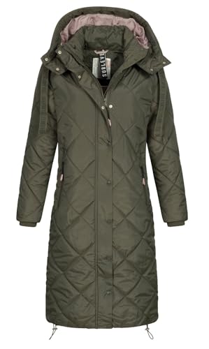 Sublevel Damen Steppmantel LSL-467 gesteppter Parka mit Kapuze Mistletoe Green XXL von Sublevel