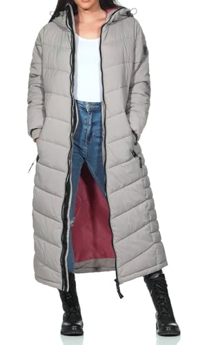 Sublevel Damen Steppmantel extralang LSL-491 gesteppter Wintermantel mit Kapuze Slate Grey XXL Sublevel Damen Steppmantel extralang LSL-491 gesteppter Wintermantel mit Kapuze Slate Grey XXL von Sublevel