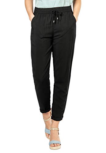 Sublevel Damen Stoff-Hose mit Bindegürtel aus Viskose Black L von Sublevel