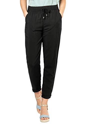 Sublevel Damen Stoff-Hose mit Bindegürtel aus Viskose Black S von Sublevel