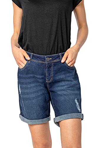 Sublevel Damen Stretch Jeans Bermuda-Shorts im Used-Look Dark-Blue L von Sublevel