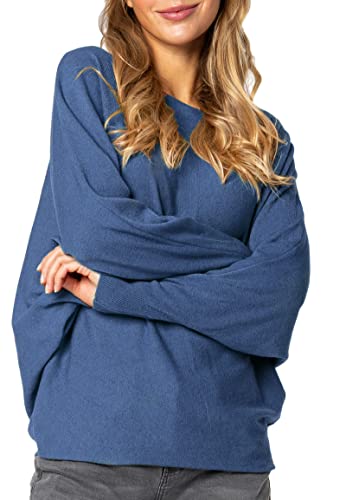 Sublevel Damen Strickpullover Basic mit Fledermausärmeln Blue L/XL von Sublevel