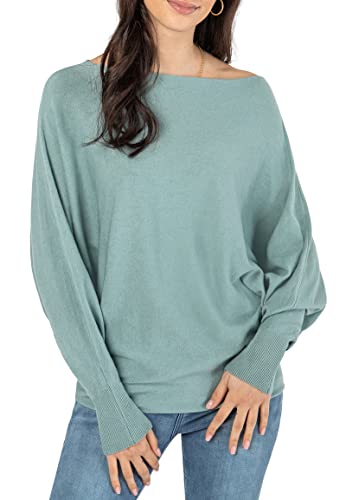 Sublevel Damen Strickpullover Basic mit Fledermausärmeln Green M/L von Sublevel