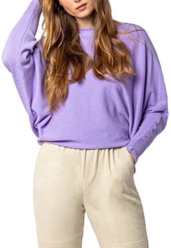 Sublevel Damen Strickpullover Basic mit Fledermausärmeln Light-Purple S/M von Sublevel