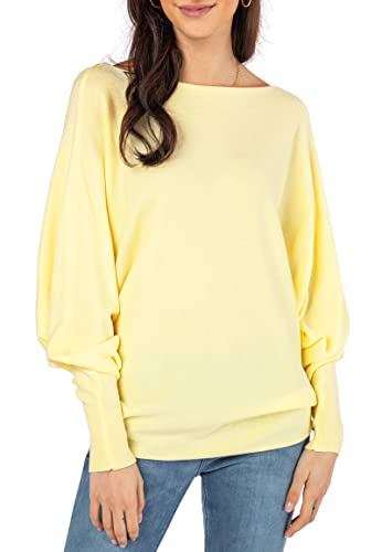 Sublevel Damen Strickpullover Basic mit Fledermausärmeln Yellow L/XL von Sublevel