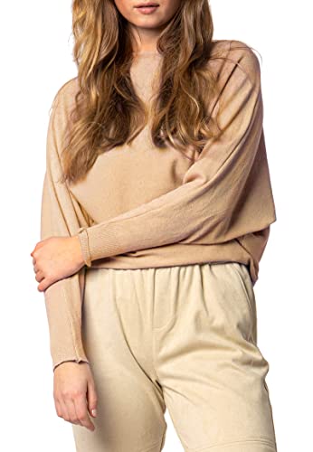 Sublevel Damen Strickpullover Basic mit Fledermausärmeln beige L/XL von Sublevel