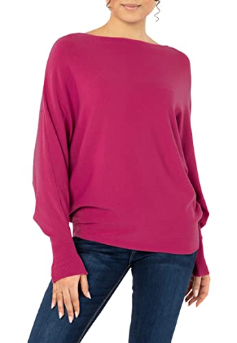 Sublevel Damen Strickpullover Basic mit Fledermausärmeln pink L/XL von Sublevel