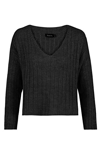 Sublevel Damen Strickpullover Kurz Oversize-Style Cardigan Black L/XL von Sublevel