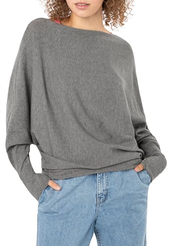 Sublevel Damen Strickpullover – Oversize Pullover mit Fledermausärmeln im Lässigen Look Middle-Grey M/L von Sublevel