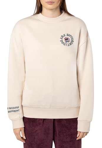 Sublevel Damen Sweater mit 3D Print, Oversized Trendy Pullover Light-beige XS von Sublevel