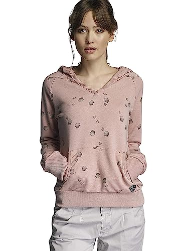 Sublevel Damen Sweathoodie mit Allover Muschelprint | Kapuzenpullover mit Raglanärmel Light-Rose XS von Sublevel