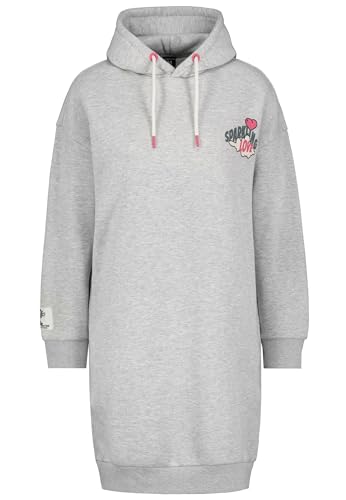 Sublevel Damen Sweatkleid mit Hippie-Print, Langes Hoodie Sweatkleid Light-Grey M von Sublevel
