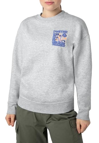 Sublevel Damen Sweatshirt mit 3D-Backprint - Oversized Vintage-Look, Bequem, Trendy, Grün, Grau und Orange Light-Grey M von Sublevel
